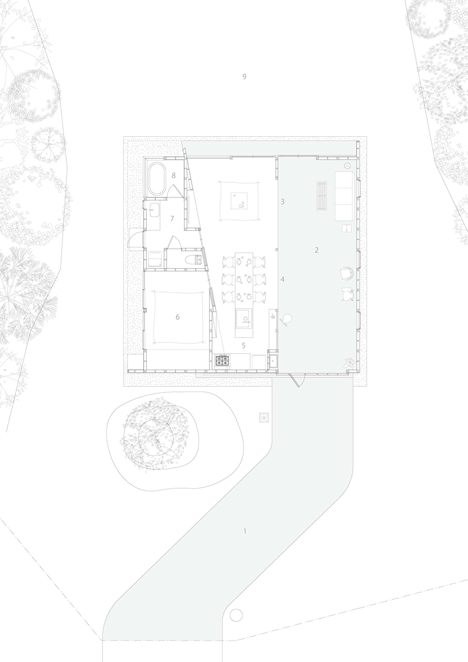 Floor plan of Hinanai Village House by Koura Architects