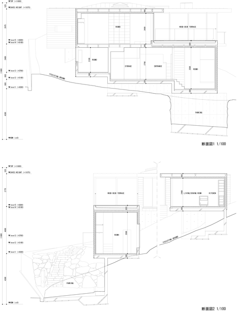 Krampon house by Shogo Aratani climbs over a rocky site