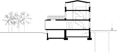 Section of Maison a Vincennes by Atelier Zundel Cristea features glass-walled extension