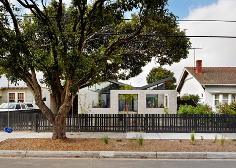 Melbourne house by MRTN Architects features courtyard with window-like apertures