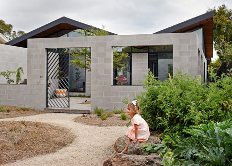 Melbourne house by MRTN Architects features courtyard with window-like apertures