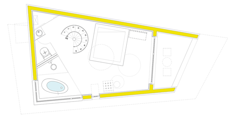 Asymmetric holiday homes by Studio Koossino feature bright yellow walls