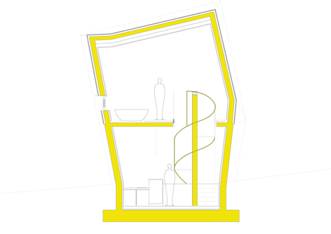 Asymmetric holiday homes by Studio Koossino feature bright yellow walls