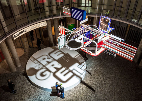 Monochrome graphics create optical illusions at Tobias Rehberger's solo exhibition