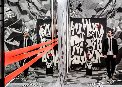 Monochrome graphics create optical illusions at Tobias Rehberger's solo exhibition