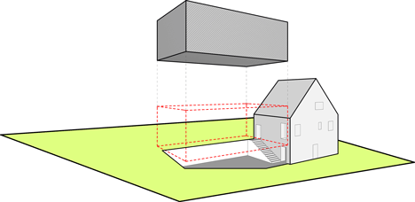 Exploded axonometric diagram of Multi family house in Eichgraben by Franz Architekten