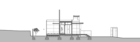 Section of Mun Jeong Heon house by A.M Architects is surrounded by a huge concrete frame