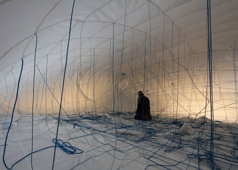 Numen For Use creates 3D grid of ropes inside inflatable installation