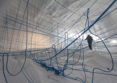 Numen For Use creates 3D grid of ropes inside inflatable installation