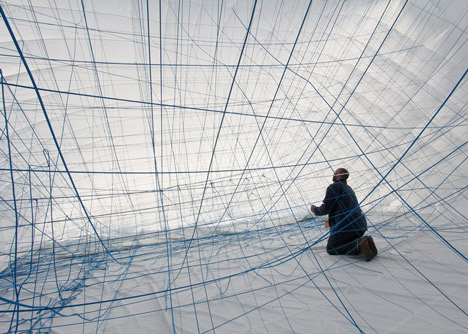 Numen For Use creates 3D grid of ropes inside inflatable installation