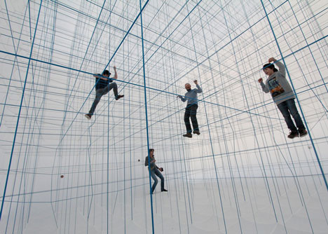 Numen For Use creates 3D grid of ropes inside inflatable installation
