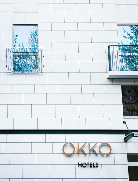 Okko hotel interior by Patrick Norguet with en suites hidden behind louvred walls