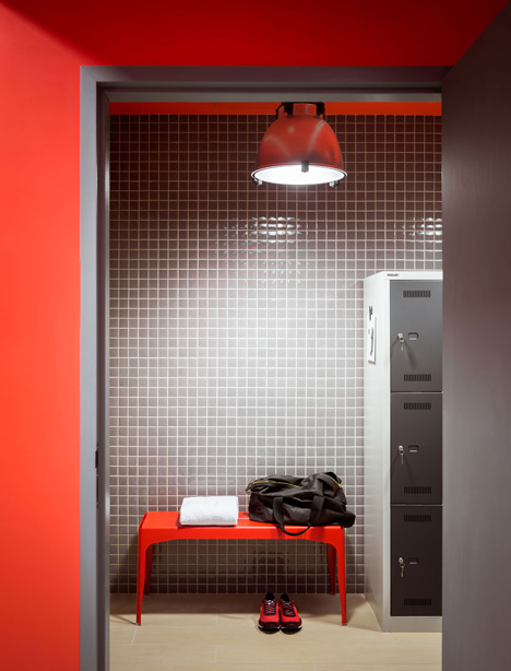 Okko hotel interior by Patrick Norguet with en suites hidden behind louvred walls