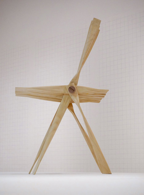 Pepe chair by Helene Steiner made from rolled-up beech veneer