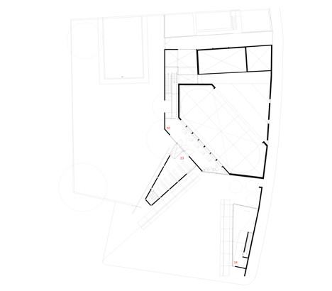 Second floor plan of Perforated concrete walls encase La Tallera gallery by Frida Escobedo