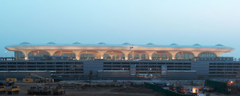 Mumbai airport terminal with coffered canopy