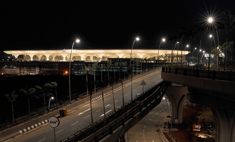 Mumbai airport terminal with coffered canopy