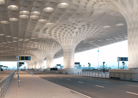 Mumbai airport terminal with coffered canopy