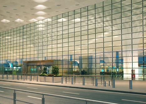 Mumbai airport terminal with coffered canopy