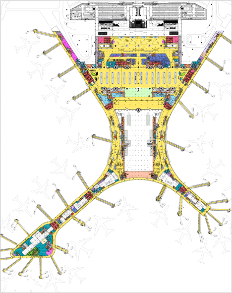 First floor plan of Mumbai airport terminal with coffered canopy
