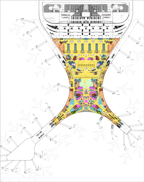 Third floor plan of Mumbai airport terminal with coffered canopy