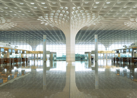 Mumbai airport terminal with coffered canopy