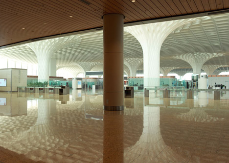 Mumbai airport terminal with coffered canopy