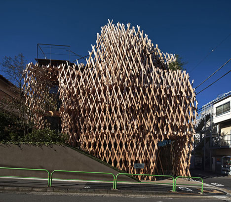SunnyHills cake shop by Kengo Kuma encased within intricate timber lattice