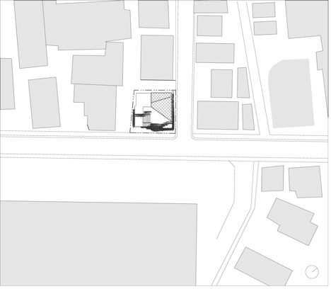 Site plan of SunnyHills cake shop by Kengo Kuma encased within intricate timber lattice
