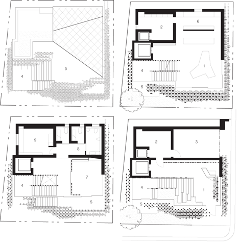 Floor plans of SunnyHills cake shop by Kengo Kuma encased within intricate timber lattice