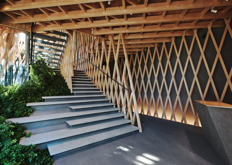 SunnyHills cake shop by Kengo Kuma encased within intricate timber lattice