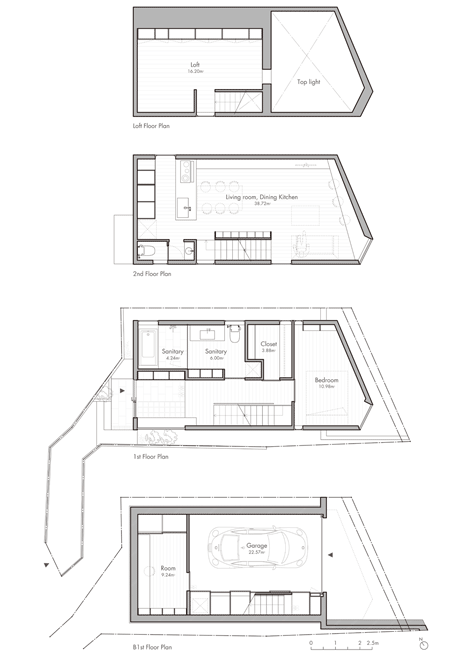 Tokyo house by Atelier Tekuto with skylight designed to "frame the sky"