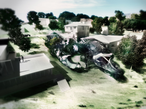 Futuristic family home featuring skeletal staircase by Gonzalo Vaíllo Martínez