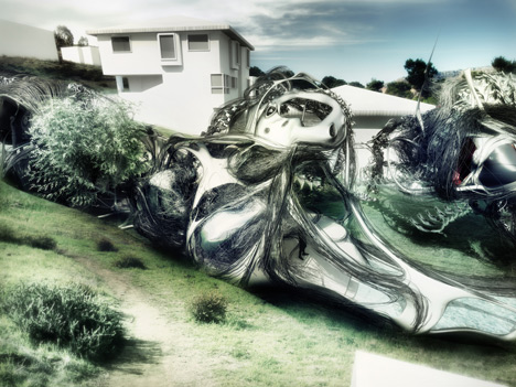 Futuristic family home featuring skeletal staircase by Gonzalo Vaíllo Martínez