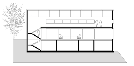 Long section of Black Barn by Arhitektura d.o.o. provides panoramic views of the Slovenian countryside