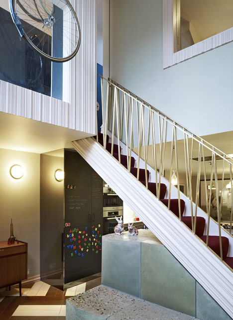 AOC Architecture adds wall-hung bicycles and basket-weave flooring to London townhouse