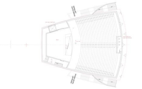 First floor plan of Concrete auditorium by Valentiny HVP Architects built for Brazils Musica em Trancoso festival