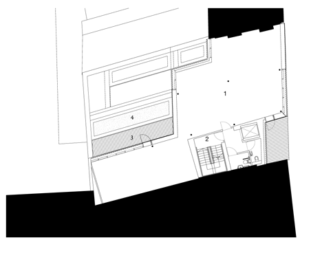 Typical upper floor plan of Curtain Road extension by Duggan Morris Architects