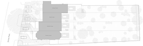 Site plan of Curvacious oak staircase ascends through converted London convent by John Smart Architects