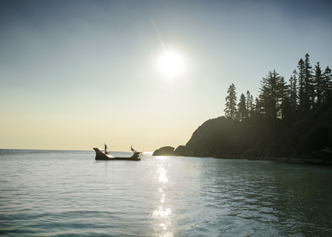 Floating skateboard ramp on Lake Tahoe by Jeff Blohm and Jeff King