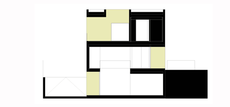 Cross section of Casa H by Bojaus Arquitectura features a facade covered in holes