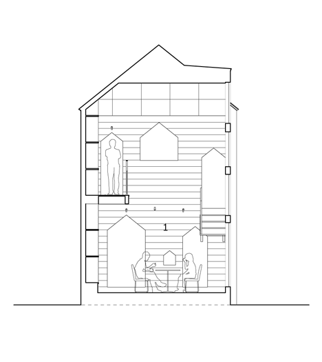 House-shaped doorways puncture Hazukashi House by Alts Design Office