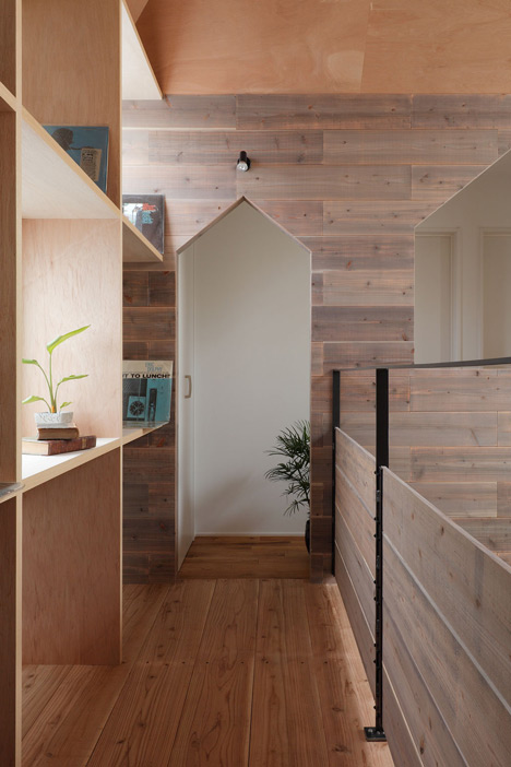 House-shaped doorways puncture Hazukashi House by Alts Design Office