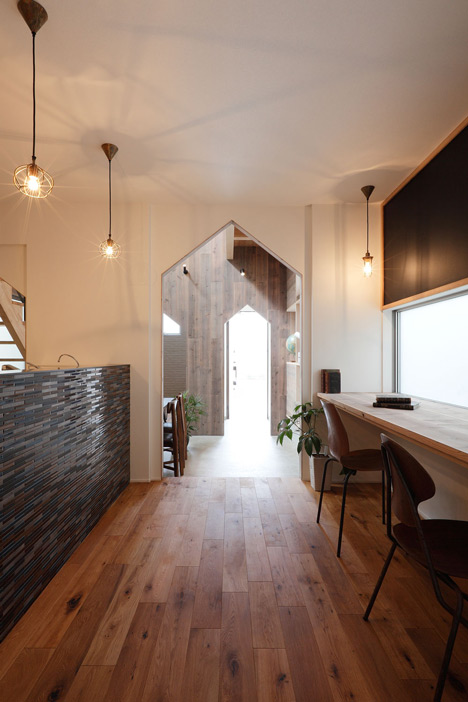 House-shaped doorways puncture Hazukashi House by Alts Design Office