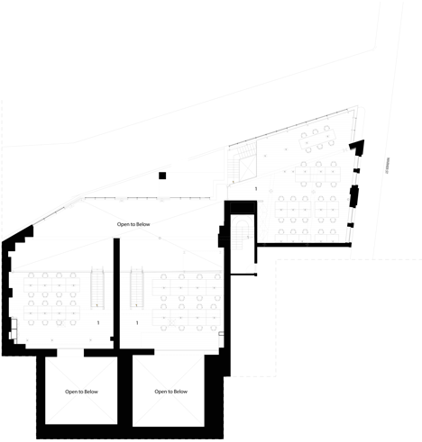 Ground floor plan of Industrial-style offices by DH Liberty mix reclaimed objects with minimal aesthetic
