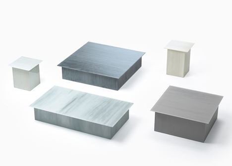Nendo patterns glass furniture for Glasitalia with brush strokes