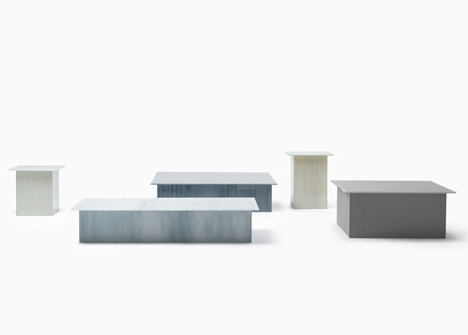 Nendo patterns glass furniture for Glasitalia with brush strokes