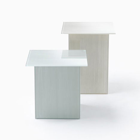 Nendo patterns glass furniture for Glasitalia with brush strokes