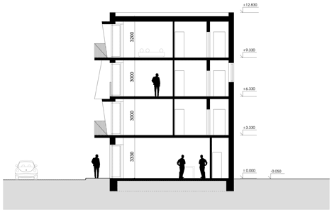 Angular balconies stretch towards sunlight at North Star Apartments by Nice Architects