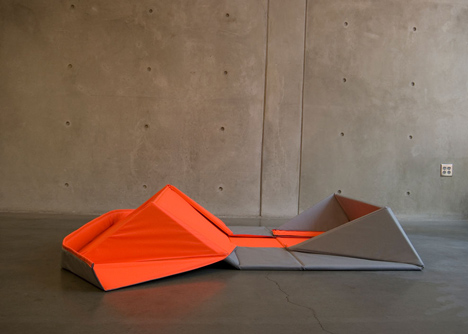 Origami Sofa by Yumi Yoshida unfolds to become a floor mat